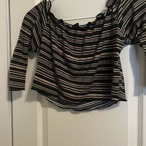 Striped Black and Tan Women's Top